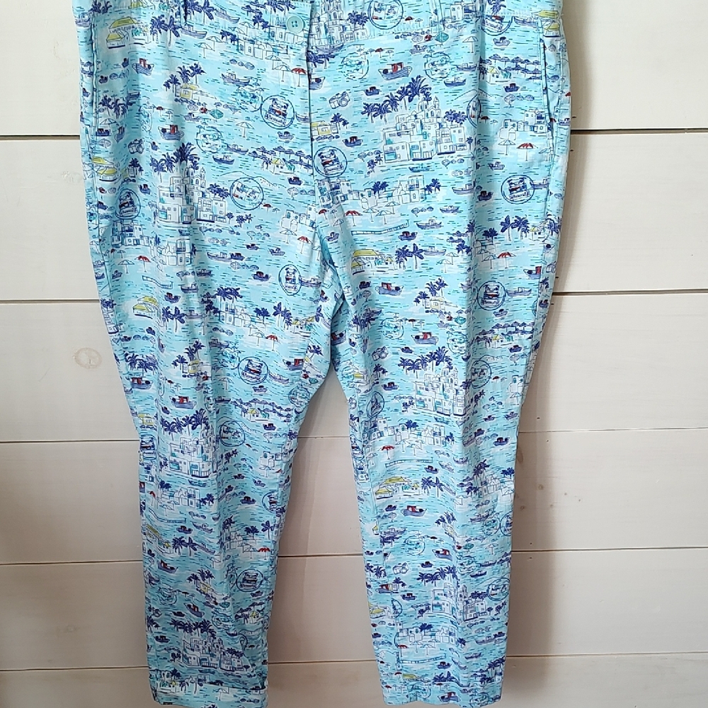 Talbots Blue and White Printed Weekend Chino. 16 Women's Petite
